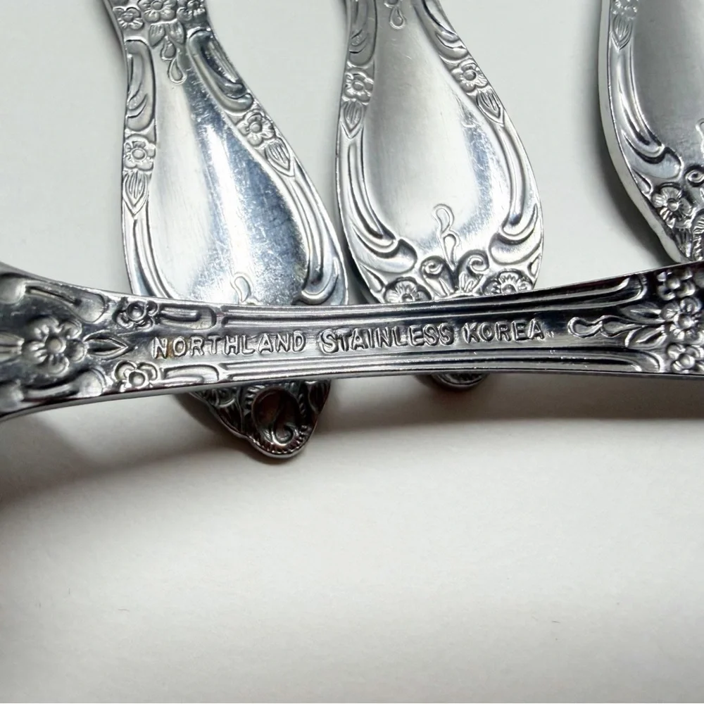 Vintage Northland Stainless Carolina Floral Flatware Korea